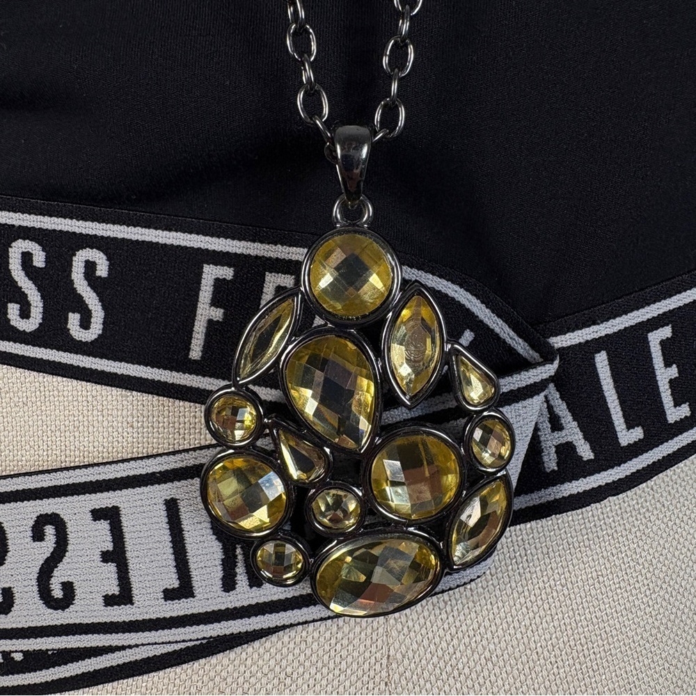 RIO Yellow Hematite Tone Pendant Necklace